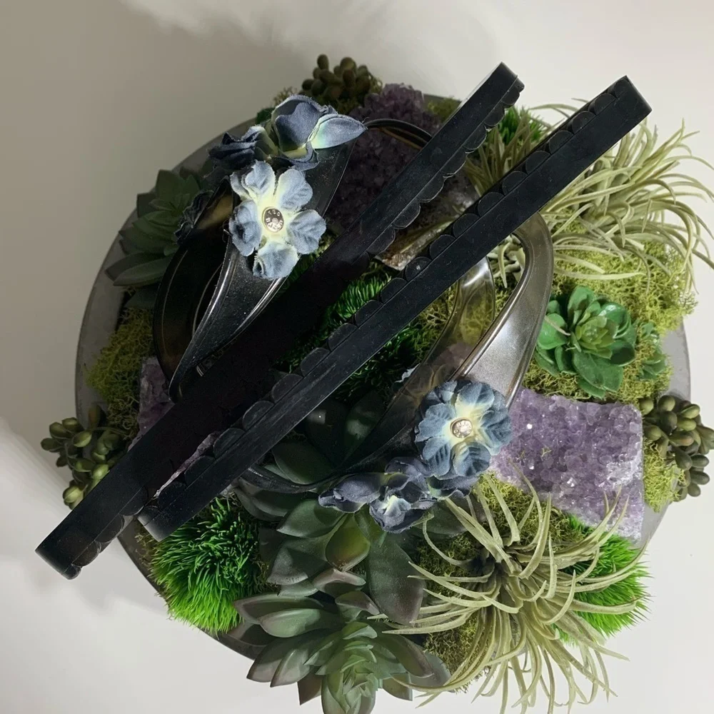 Rare Ted Baker Garden Flower Fairy Jelly Thong sandal 7 women’s black n blue